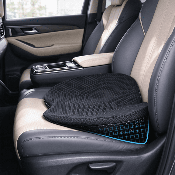 Yolispa Wedge Car Seat Cushion, Memory Foam Car Seat Pad for Car Seat Driver - Sciatica and Back Pain Relief for Driving(Black)
