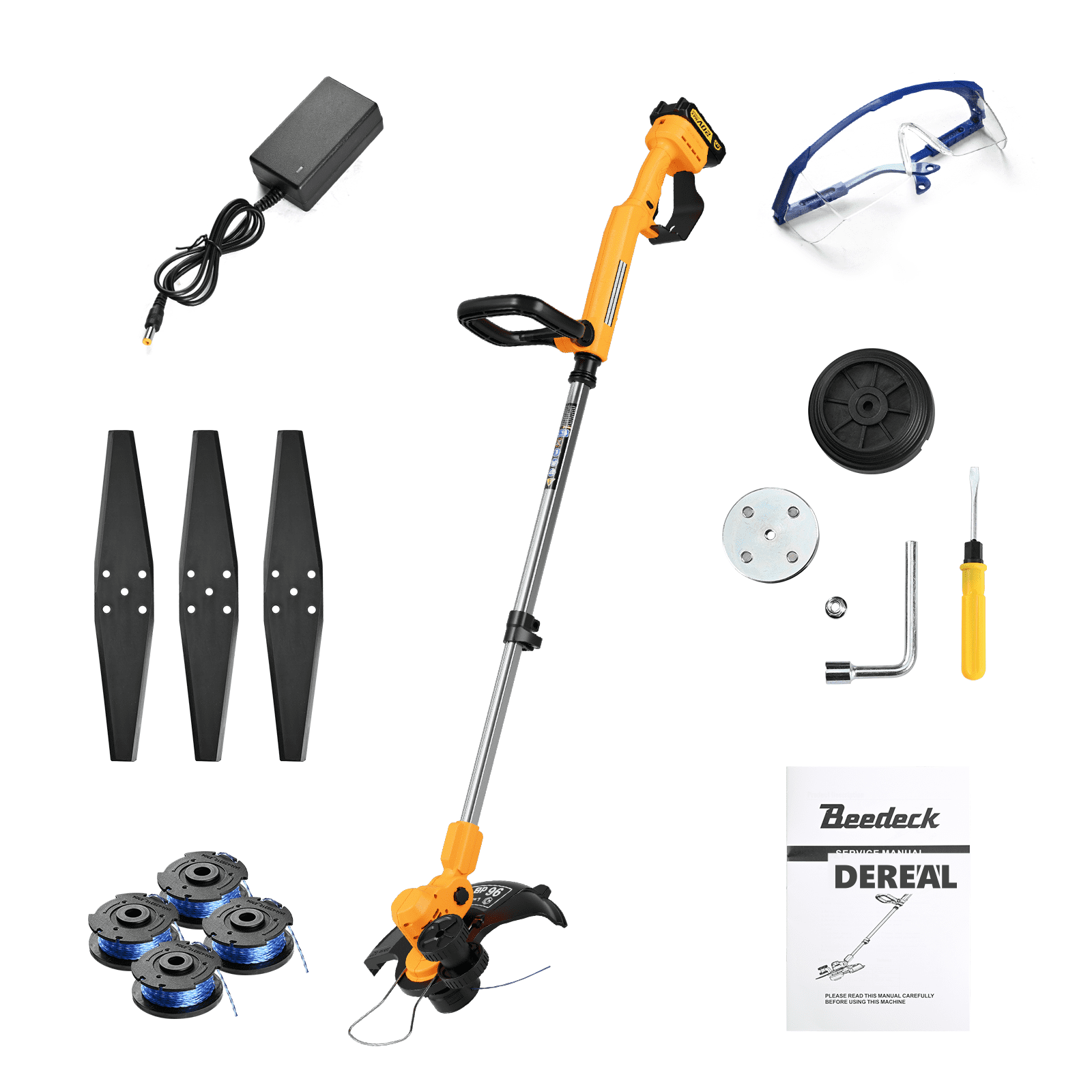 20V MAX Cordless String Trimmer, Cordless Grass Trimmer Edger Electric Weed Eater Wacker for Garden and Yard Yellow