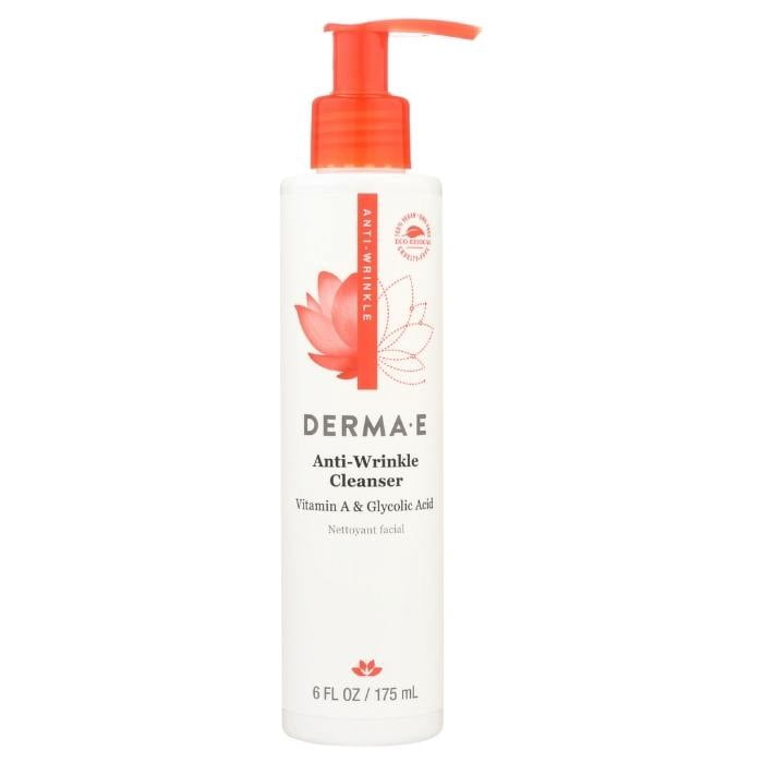 DERMA E Anti-Wrinkle Retinol Face Wash, Glycolic Acid Cleanser, Vegan Skin Care, 6 oz
