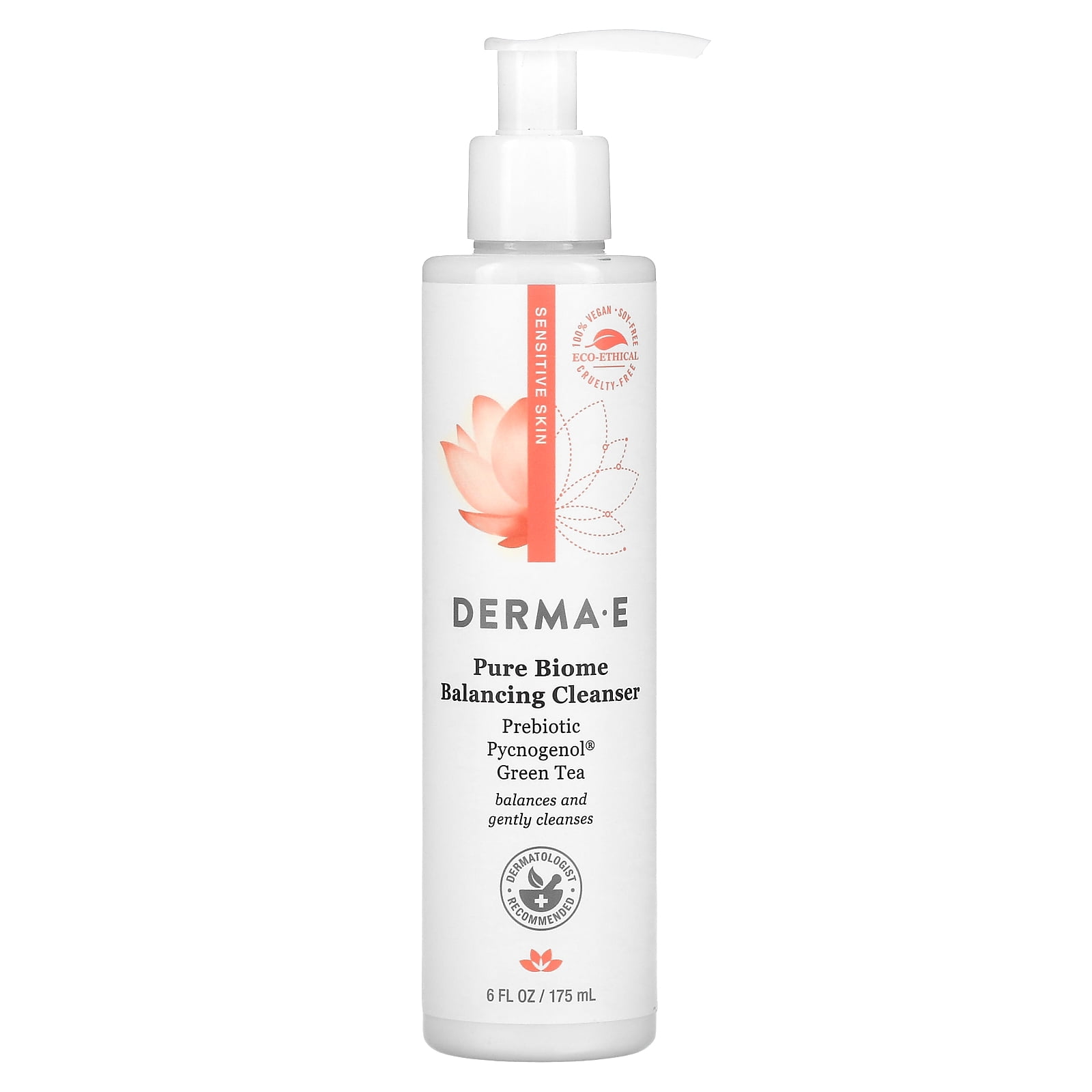 DERMA E Pure Biome Balancing Cleanser, 6 fl oz (175 ml)