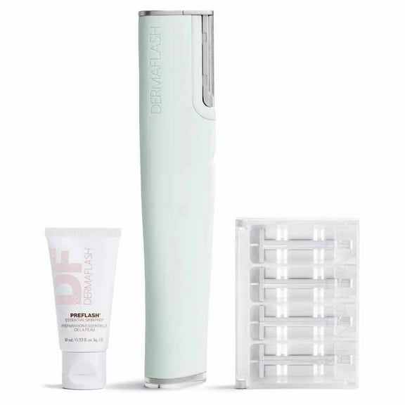 DERMAFLASH Luxe+ Advanced Sonic Dermaplaning + Peach Fuzz Removal Set - Sea Foam
