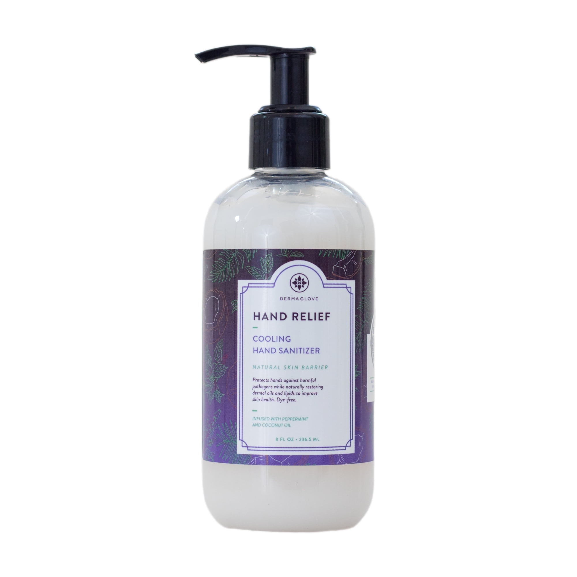 DERMAGLOVE HAND RELIEF Cooling Hand Sanitizer | Soothing, Alcohol-Based Formula for Irritated Skin | Refreshes, Hydrates & Protects | Clean, Non-Toxic, Vegan, 8oz Pump