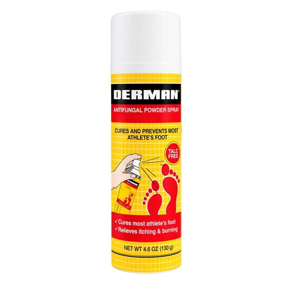 DERMAN Powder Spray for Feet & Shoes, Easy-to-Use Foot Spray, Helps Keep Feet Feeling Fresh, Quick-Dry Formula, Daily Care, 4.6 oz
