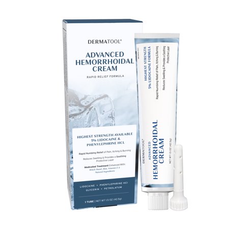 DERMATOOL - Advanced Hemorrhoid Cream Treatment with 5% Lidocaine , 1.5oz
