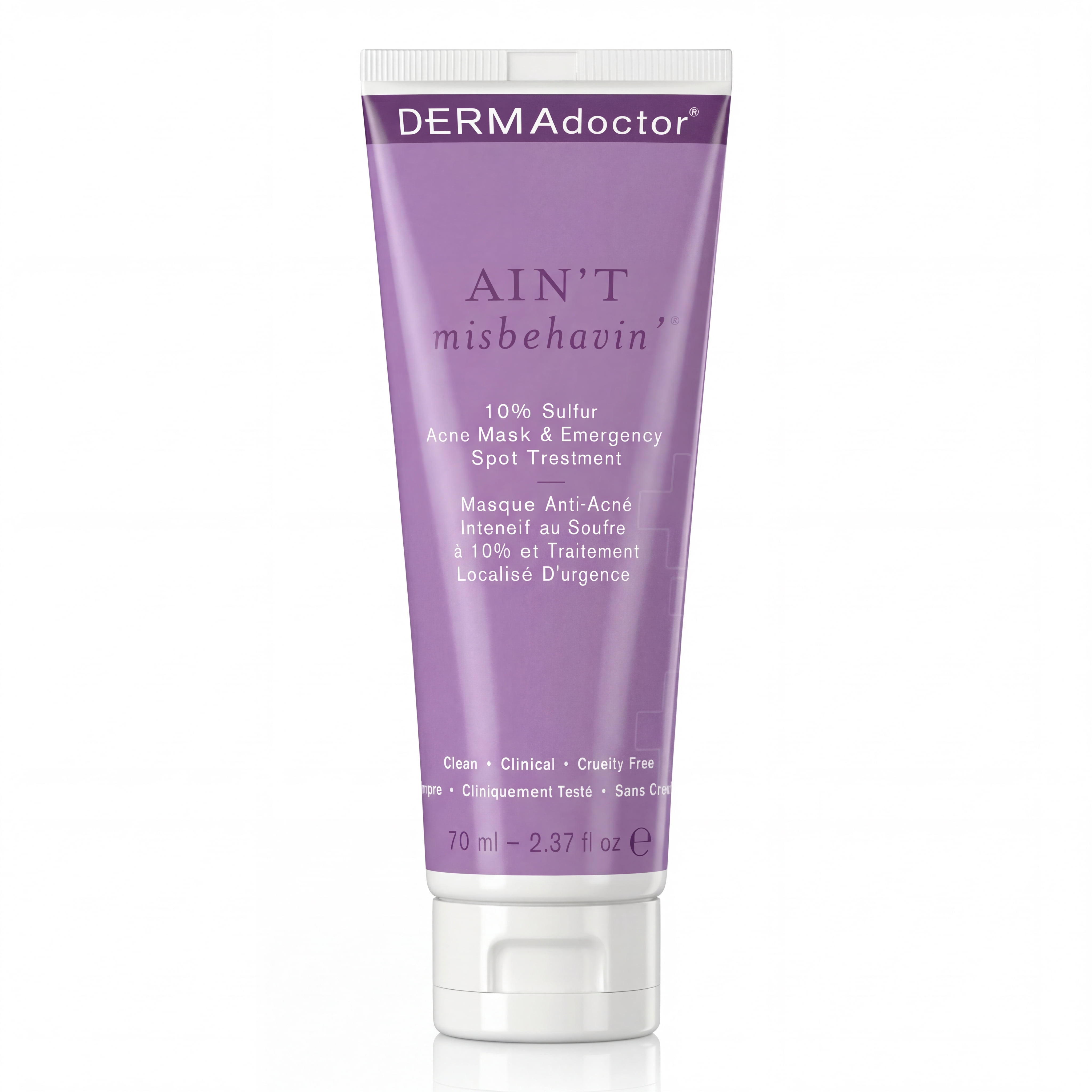 DERMAdoctor Ain’t Misbehavin’ 10% Sulfur Acne Face Mask | Intensive Treatment for Breakouts, Pore Care, 2.3 fl oz