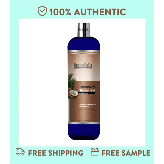 DERMOBELLA Coconut Shower Gel, Deep Moisturizing & Cleansing Body Wash, Refresher Effect, 700ml (23.6 fl oz), 2 Pack