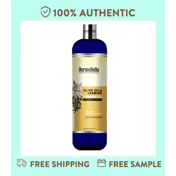 DERMOBELLA Olive Oil & Jasmine Shower Gel, Deep Cleansing & Moisturizing Body Wash, Refresher Effect, 700ml (23.6 fl oz), 2 Pack