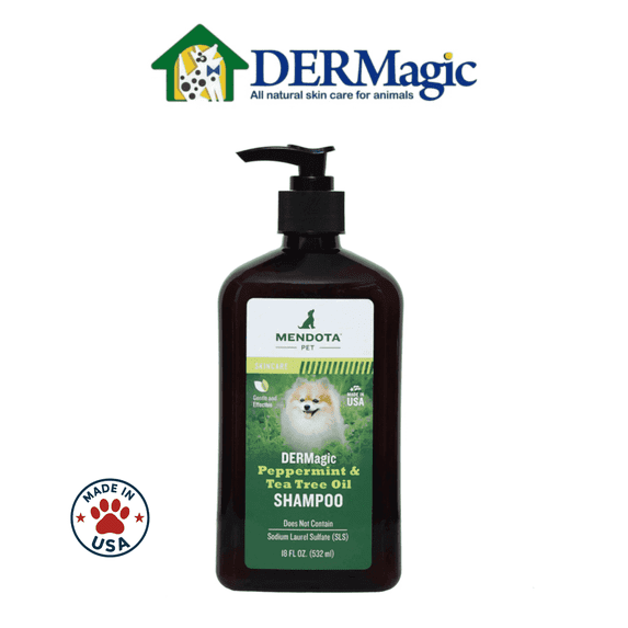 Dog Shampoo – DERMagic Natural, Peppermint & Tea Tree Oil – 18 fl oz Bottle