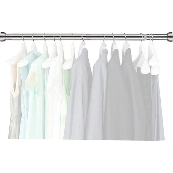 DEROFIT Closet Rods for Hanging Clothes, 14 to 50 Inch Silver Adjustable closet Hanging Rod Closet Pole Holder metal pole for Wardrobes, Shoe Cabinets