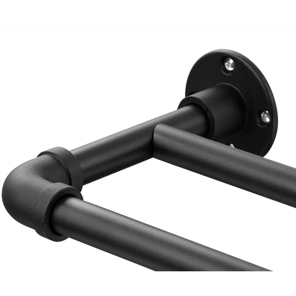 DEROFIT Double Curtain Rods for Windows 28 to 48 inches,1 inch Wrap Around Telescoping Curtain Rod for Kitchen Patio, Indoor & Outdoor, Matte Black