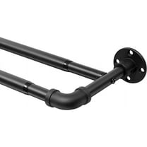 DEROFIT Industrial Double Curtain Rods for Windows 28 to 84 inches,1 inch Wrap Around Telescoping Curtain Rod for Indoor and Outdoor, Matte Black