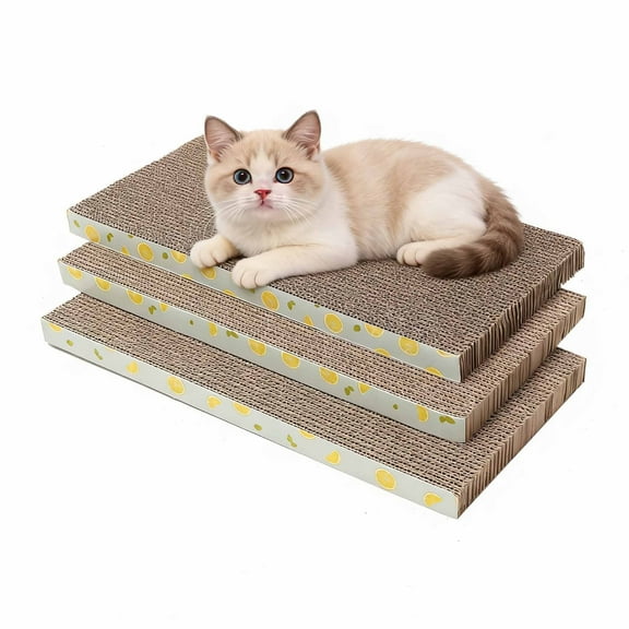 DEROFIT 3-Pack Cardboard Cat Scratcher Pads for Indoor Cats, Dual-Side Corrugated Cat Scratching Board, 17" x 8.3" x 1", Orange