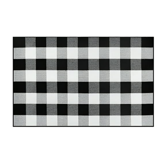 DERONA Buffalo Plaid Rugs,23.6"X15.7" Check Indoor/Outdoor Area Rug,Mat for Fall Front Porch Decor Christmas Thanksgiving Day Christmas Outdoor Rugs Front Porch