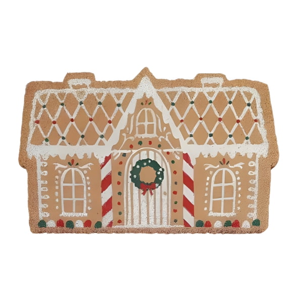 DERONA Christmas Gingerbread House Shaped Area Rug,Non-Slip Ultra Soft Microfiber Door Mat Plush Decorative Welcome Mat for Living Room Bedroom Decor,Christmas Imitation Floor Mat Home Entrance