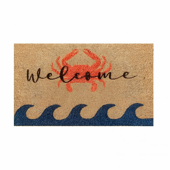 DERONA Cute Crab Summer Doormat Decorative Front Door Mat Coir Doormat for Outdoor Entrance Minimalist Original Design for Indoor Floor Mat Bath Room Home Decoration 16X24In