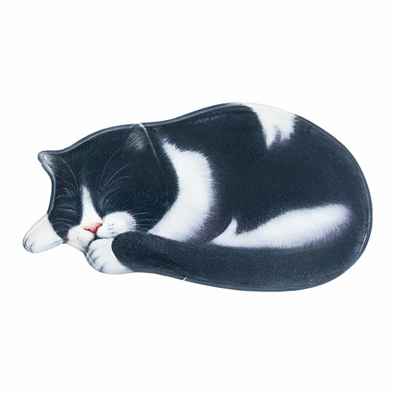 DERONA Cute Sleeping Cat Shaped Bedroom Area Rug, 15.7"X30" Non-Slip Floor Mat, Funny Area Rug Mats Tabby Cat Art Floor Carpet for Home Kitchen Bathroom