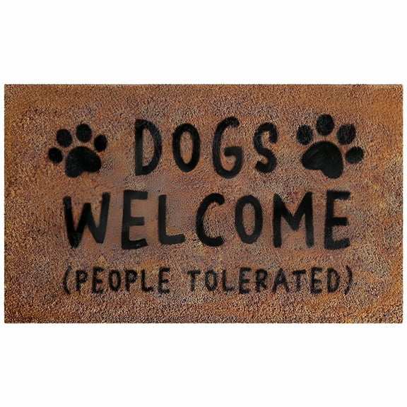 DERONA Dogs Welcome People Tolerated Door Mat 23.6 X 15.7 In, Funny Dog Doormat, Dog Theme Welcome Mat, Absorbent Mat Soft Non-Slip Foot Mat for Outdoor Indoor Entryway Hallway Kitchen