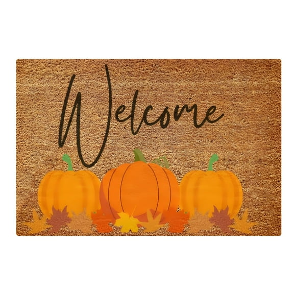 DERONA Fall Welcome Decorative Doormat Non-Slip And Washable Door Mat Pumpkin Sunflower Turkey Maple Leaf Fall Harvest Thanksgiving Floor Mat Indoor Outdoor 40 x 30 cm,White One Size