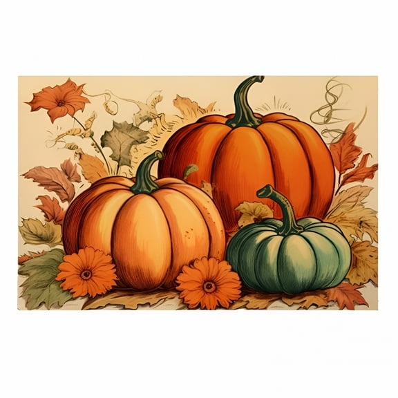 DERONA Floor Mats Home Outdoor Entrance Farmhouse Indoor Outdoor Fall Rugs for Kitchen Fall Pumpkin Door Mats Welcome Truck Decor Pumpkins Doormats Velvet Overlay, Fall Decorations Rugs for Front