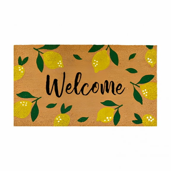 DERONA Lemon Welcome-Doormat Outdoor-Entrance Non-Slip Washable Mats Indoor Entrance Front Doormat Heavy Duty Non Slip Rubber Back Low Profile for Floor Mat Bath Room Home Decoration 16X24In