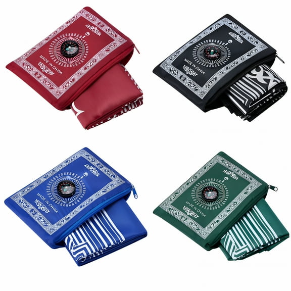 DERONA Portable Travel Prayer Mat With Compass, Waterproof Polyester Prayer Rug, Muslim Travel Prayer Mat, for Ramadan Gifts