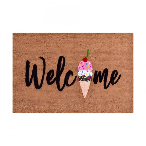 DERONA Spring Welcome Door Mat Funny Welcome Doormats Summer Door Mats,Welcome Mat 16*24"Funny Welcome Mats Ice Cream Coir Floor Mat Outdoor-Entrance Mats Dirt Trapper Entryway Floor Mats for Outside