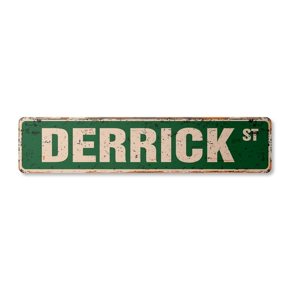 DERRICK Vintage Plastic Street Sign Childrens Name Room Sign | Indoor/Outdoor | 24" Wide