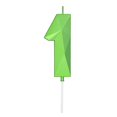DERVENTA Large Birthday Candle Number 3D Green 3.7 inch Party