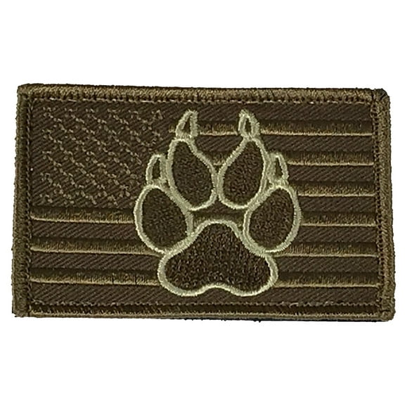 DESERT TAN SUBDUED AMERICAN FLAG DOG PAW Patch - Velcro Back - Veteran Owned Business.