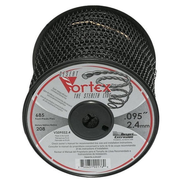 DESERT VORTEX TRIMMER LINE VS095S2.4 .095 3 LBS SPOOL COMMERCIAL BLACK 685'