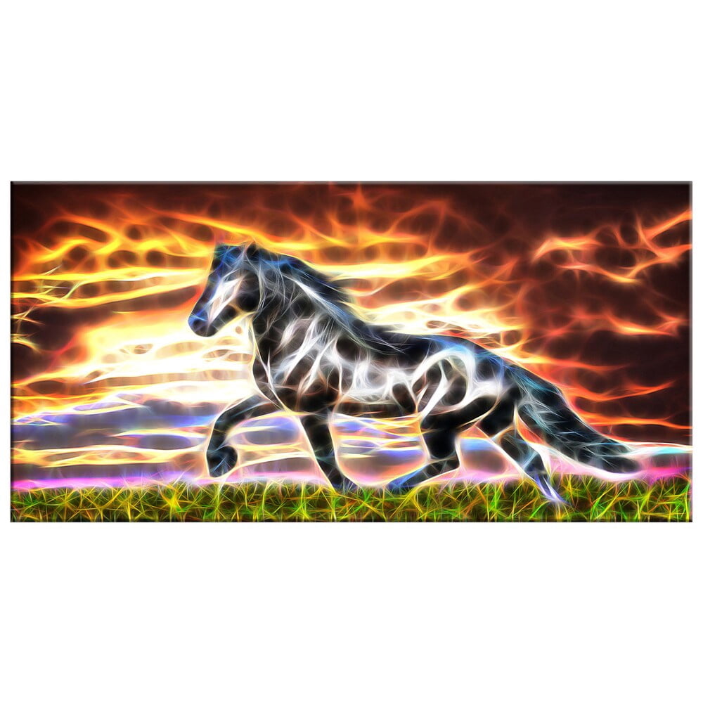 DESIGN ART Abstract Horse Animal Art Canvas (Multiple Sizes) 32 in. wide x 16 in. high