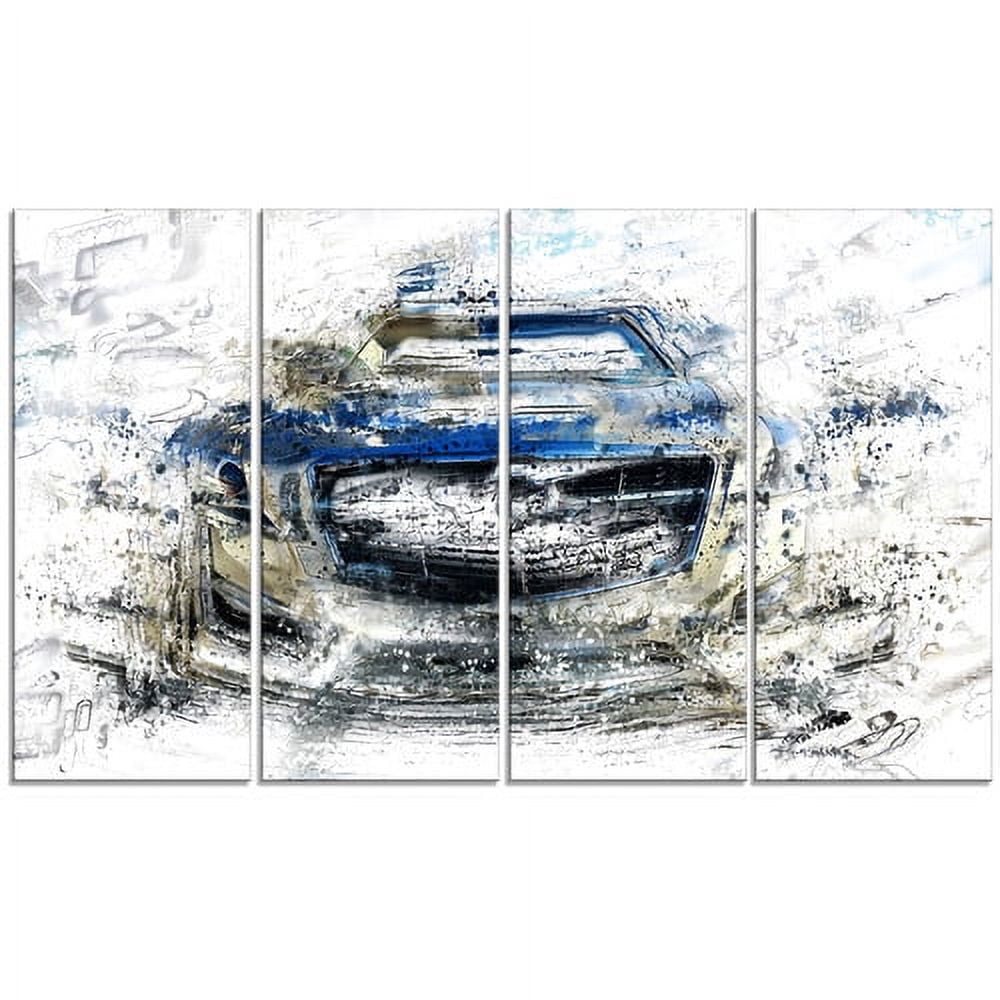 DESIGN ART Abstract Muscle Car" 4-piece Gallery-wrapped Canvas