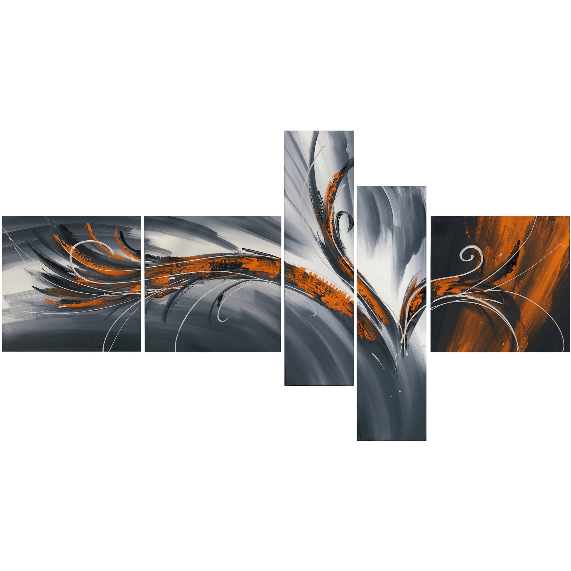 DESIGN ART Abstract Thought" 5-piece Gallery-wrapped Canvas Print Art Orange