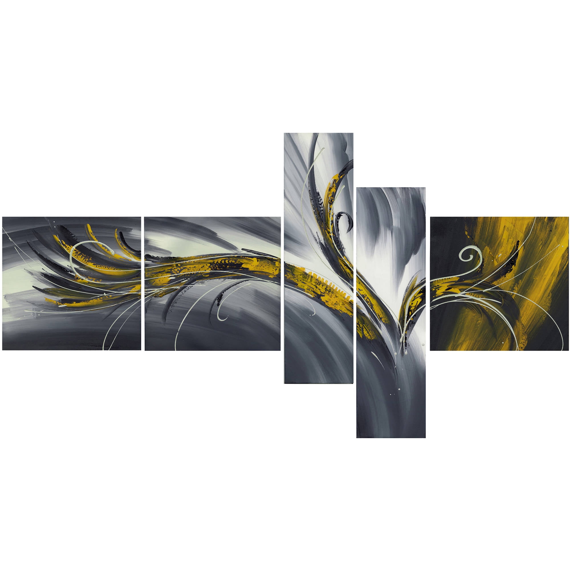DESIGN ART Abstract Thought" 5-piece Gallery-wrapped Canvas Print Art Yellow