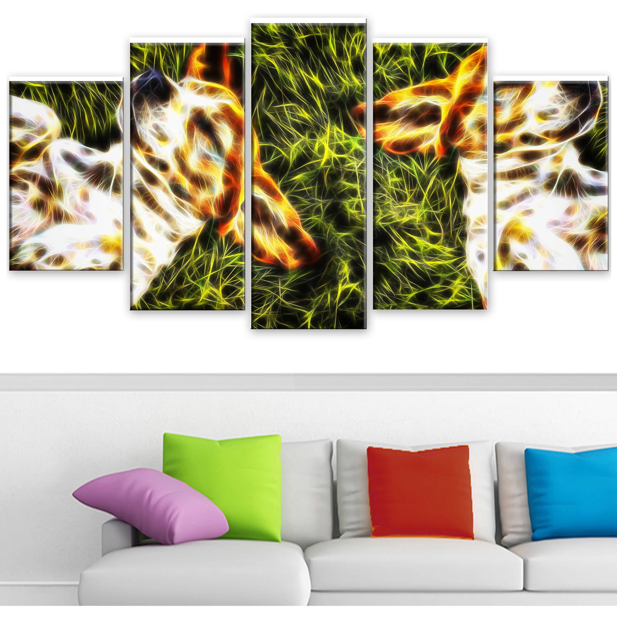 DESIGN ART  "Baby Beagles - Dog Animal" Canvas Art - Multi-color 60 in. wide x 32 in. high - 5 Panels Diamond Shape