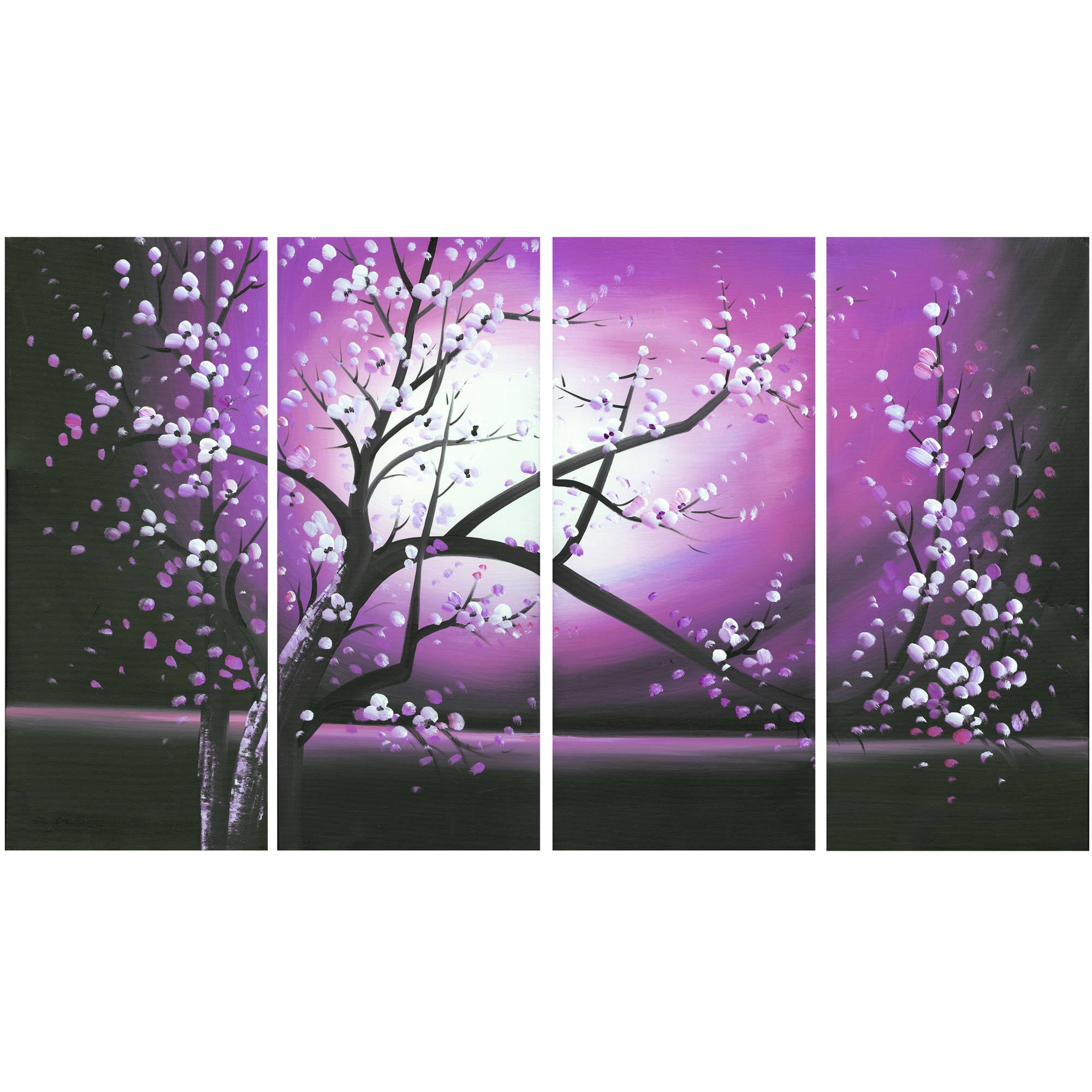DESIGN ART Blossoming in the Moonlight" 4-piece Wall Art Canvas Pink