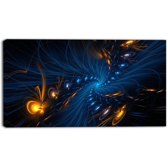 DESIGN ART Blue and Orange "Illumination" 4-piece Gallery-wrapped Canvas 32 in. wide x 16 in. high - 1 Panel