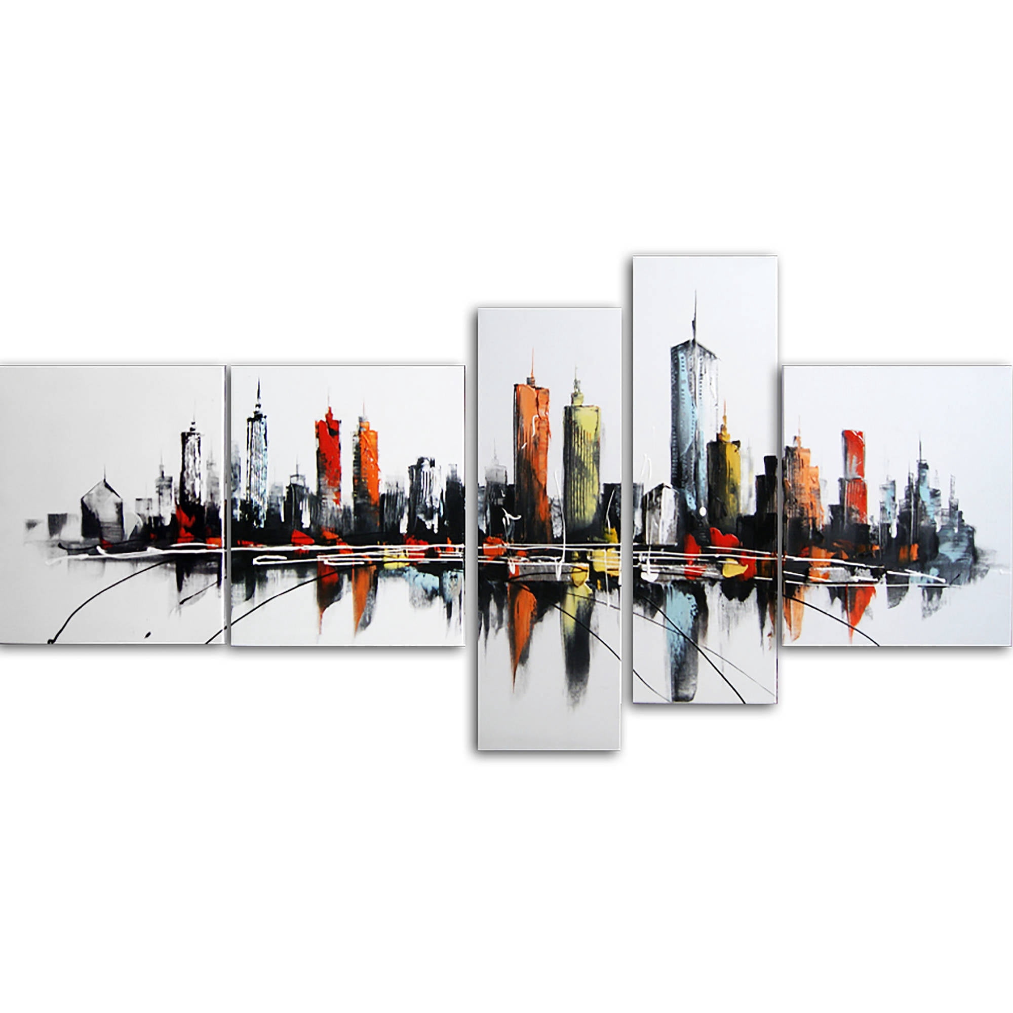 DESIGN ART  "Colors of the City" 66 x 36-inch 5-panel Canvas Art Print