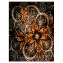 DESIGN ART Dark Orange Digital Art Fractal Flower - Large Floral Glossy Metal Wall Art 30 in. wide x 40 in. high