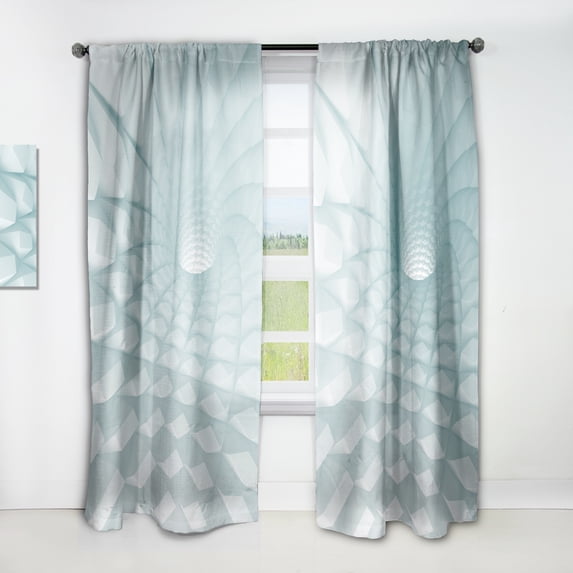 DESIGN ART Designart '3D Light Blue Geometric Tunnel' Modern Curtain Single Panel 52 in. wide x 95 in. high - 1 Panel 95 Inches