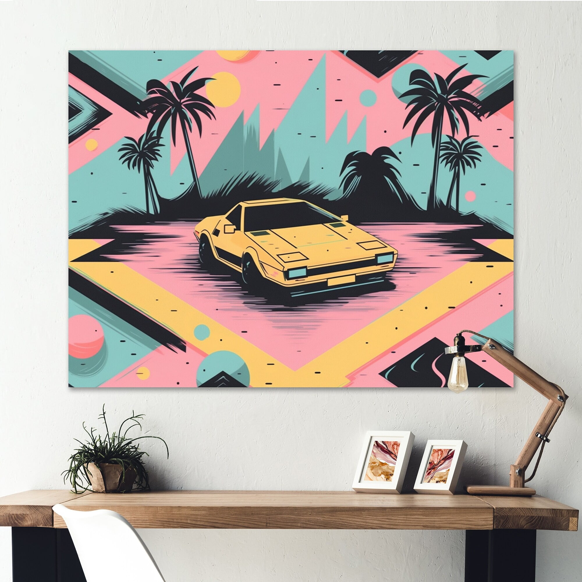 DESIGN ART Designart "80S Groovy Cars Vi" Retro Car Wall Decor 32 in ...