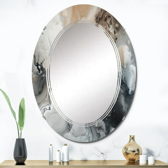 DESIGN ART Designart "Abstract Marble With Copy Space III" Fractals Modern Wall Mirror 24in.x36in.