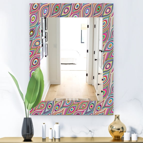 DESIGN ART Designart 'Abstract Pattern I' Modern Mirror - Vanity Printed Mirror 23.7 in. wide x 31.5 in. high