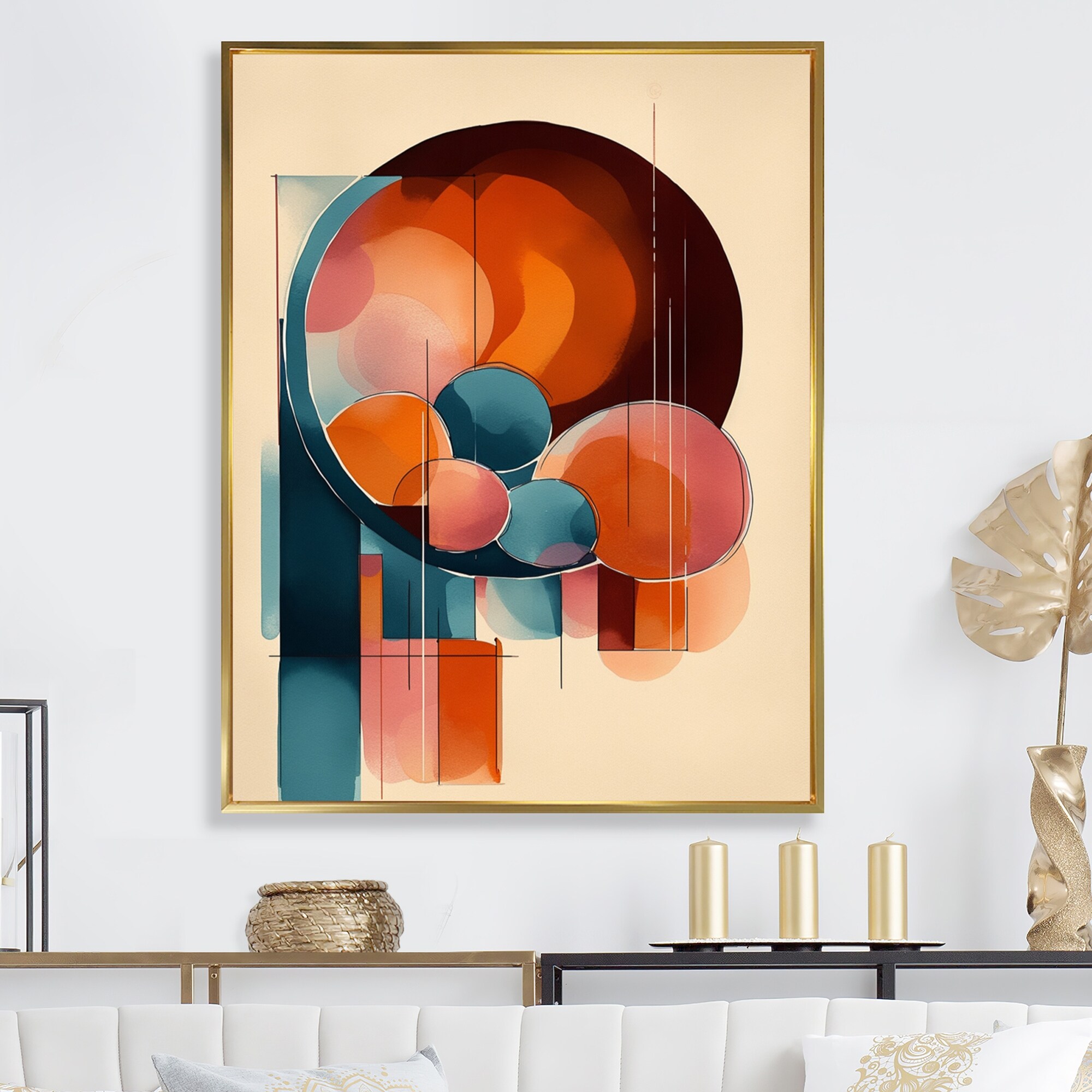DESIGN ART Designart "Abstract Shapes And Line Artwork Ii" Abstract