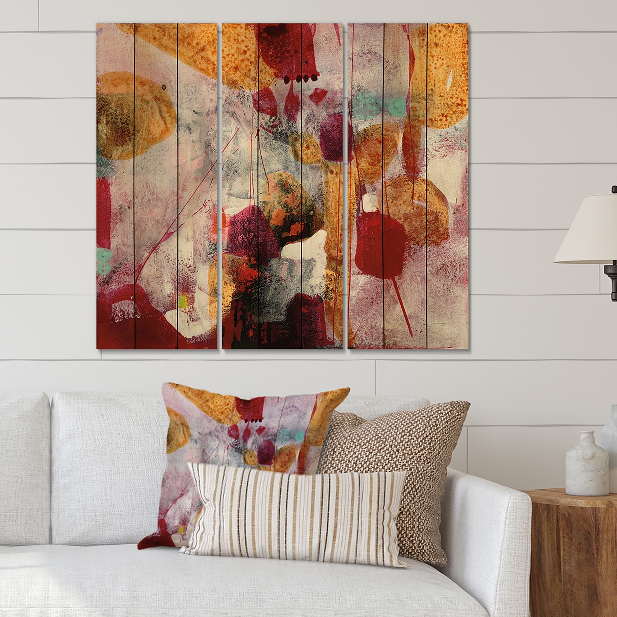 DESIGN ART Designart 'Abstract Watercolor with Red and Yellow' Contemporary Print on Natural