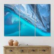 DESIGN ART Designart "Aerial View Of Glacier Rivers Iceland II" Modern Canvas Wall Art Print 48 In. Wide X 32 In. High - 3 Panels