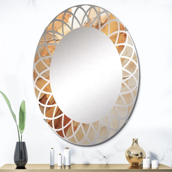 DESIGN ART Designart "Amber Glow II" Abstract Landscape Modern Wall Mirror 24in.x36in.