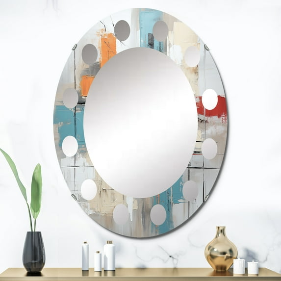 DESIGN ART Designart "Asian Art Abstract Expression I" Abstract Collages Modern Wall Mirror 24in.x36in.