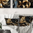 thumbnail image 1 of DESIGN ART Designart "Black And Gold Damask Flower Blossoms I" Damask Printed Throw Pillow 16 x 16, 1 of 5