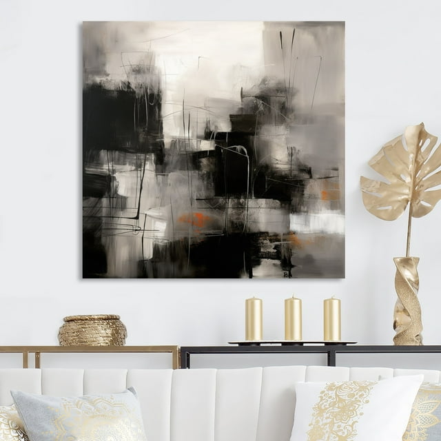DESIGN ART Designart "Black Mid Century Fusion I" Modern Midcentury Metal Wall Art 36 in. wide x 36 in. high
